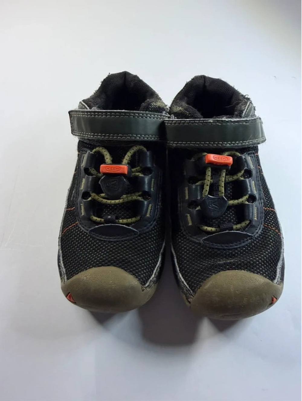 Keen Kids Toddler Size 10 Black Orange Bungee Velcro Sneakers